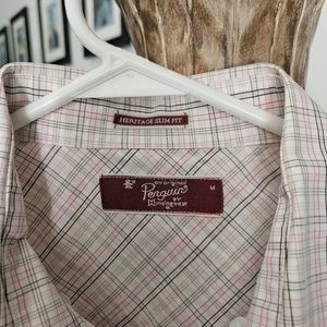 Mens button down Penguin shirt size medium, light plaid.